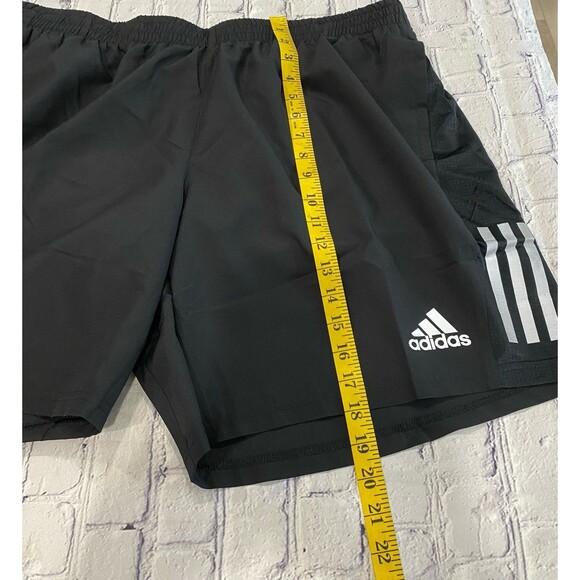 Adidas Shorts Men's Size 2XL Color Black White 3-Stripes Own the Run Lined - Picture 5 of 12
